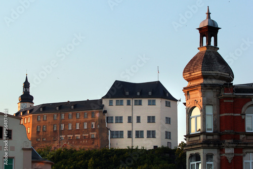 View of historical center of Greiz, a town in Thuringia, Germany