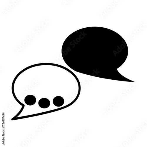 Two speech bubbles, one showing an open ended discussion with three dots