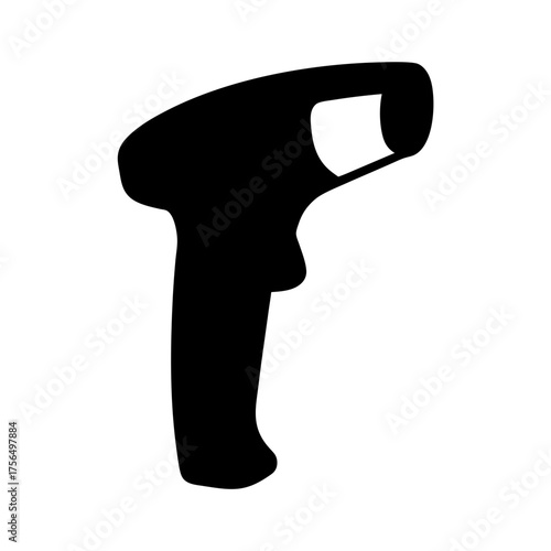 Black and white vector image of a barcode scanner in silhouette style