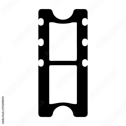 Stylized black and white film strip icon for photography and motion pictures
