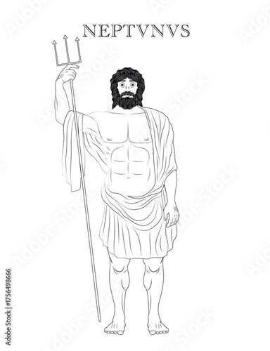 Vector illustration of the Roman god Neptune