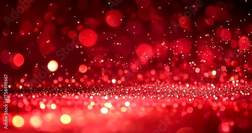 Abstract background of sparkling red glitter and bokeh lights, creating a festive and magical atmosphere for celebrations 4k video