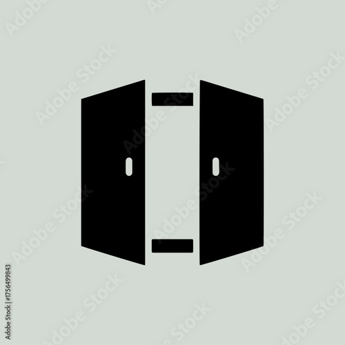 Open double door icon flat vector design.