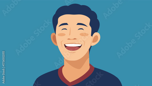 A drawing of a man with a cleft palate smiling brightly as he embraces his facial difference.. Vector illustration
