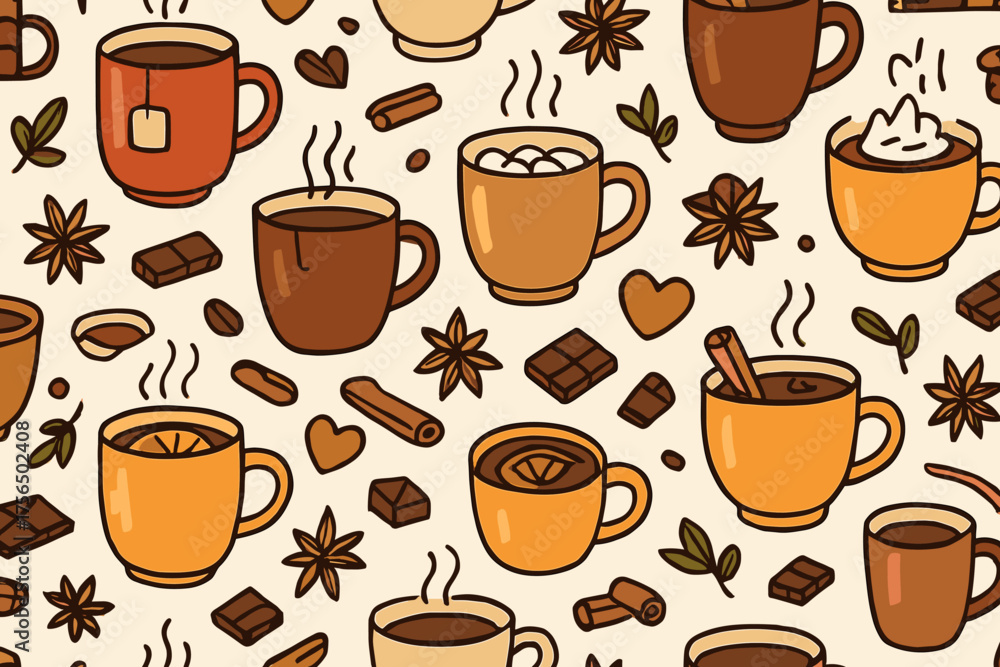 Obraz premium Warm beverages and cozy spices create a delightful kitchen atmosphere perfect for autumn moments