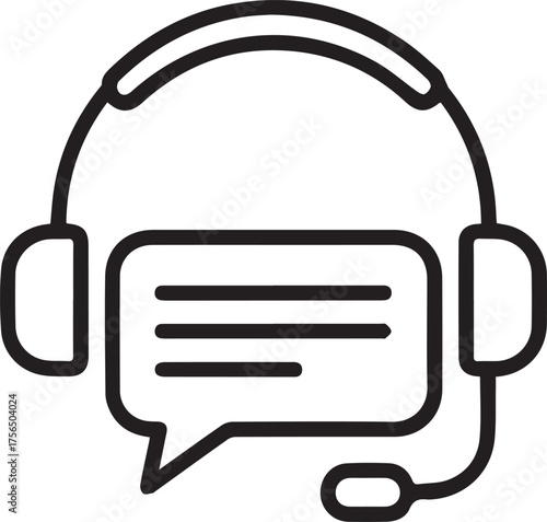 Modern customer service icon showcasing support and communication with headset and speech bubble, perfect for websites and presentations needing a professional touch