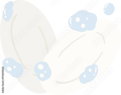 Cute dish with soap bubbles illustration in pastel style