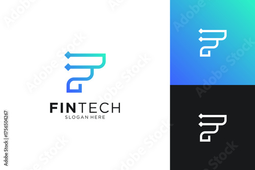Financial logo design template. Modern letter F shape that can be used for businesses, corporations, and branding.