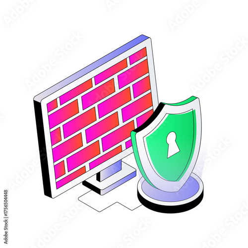 An editable design icon of firewall security