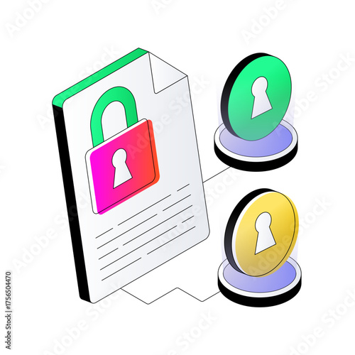 Padlock with paper denoting concept of file protection