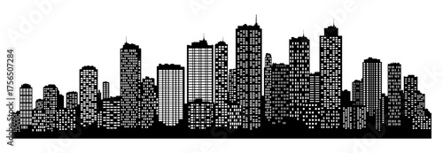 black and white silhouette city without background