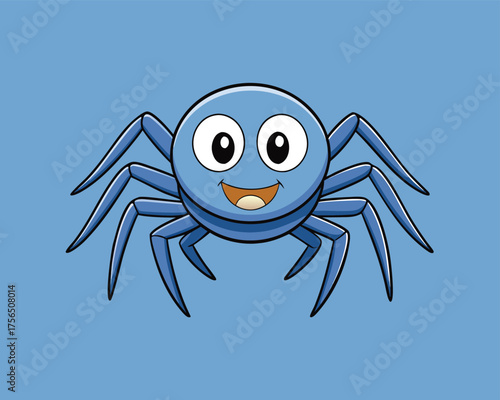 Cute Smiling Spider Cartoon Vector | Cartoon Style Happy Spider Character Art