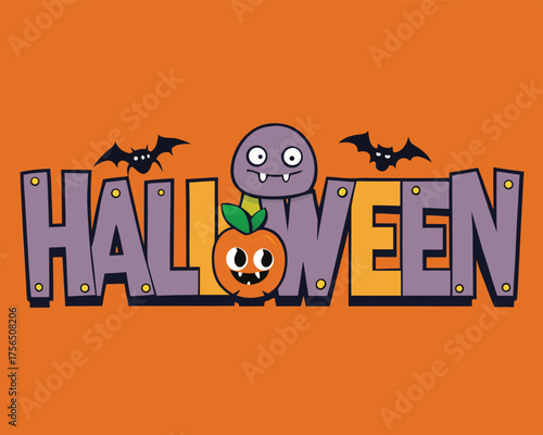 Halloween Typography Poster Design Idea | Cartoon Style Halloween Lettering Art