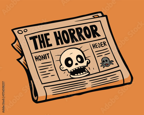 Old Newspaper Horror Ad Vintage Style | Cartoon Style Retro Horror Poster Illustration