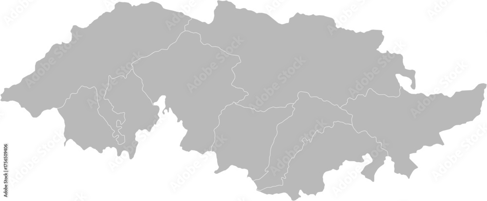 Fototapeta premium Jalal-Abad, kyrgyzstan – administrative vector map with district boundaries (Web Mercator projection, PPT-compatible & fully editable)