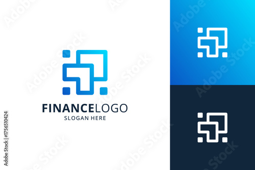Abstract financial logo template. Modern shape with arrow logo vector.