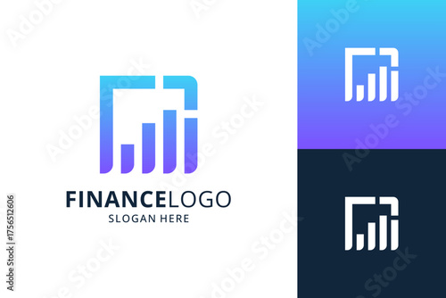 Abstract financial logo template. Modern diagram chart with arrow logo vector.