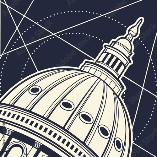 Close Up Of A Dome With Geometric Lines Keywords: dome, architecture, building, structure