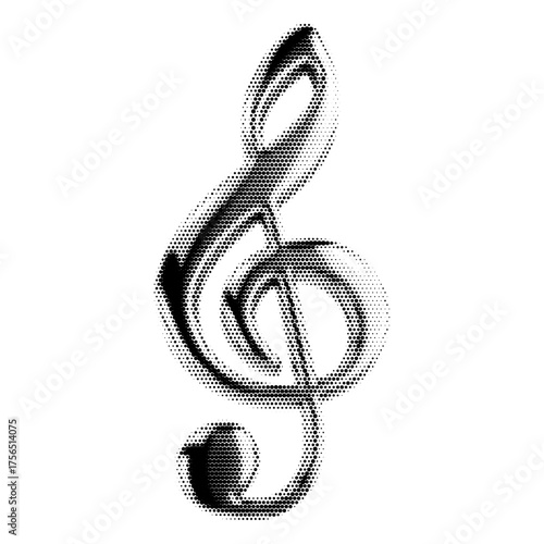 Music Sign vintage y2k halftone art, music sign halftone stipple brutalist retro vector png with transparent background, bloom 2000s aesthetic photocopy effect tattoo