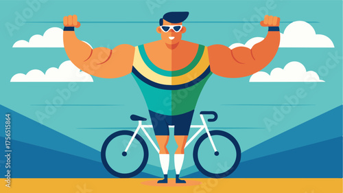 A and muscular cyclist showing that size does not determine athletic ability on the race track.. Vector illustration