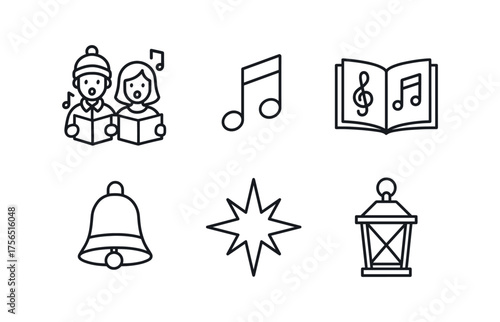 Festive holiday music and celebration icons for seasonal design projects