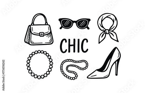 Chic fashion accessories icons for style and design projects