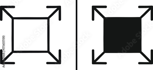 Square and Directional Arrows: Contrasting images of a white and a black square, each encircled by directional arrows, suggesting a variety of interpretations and usages.