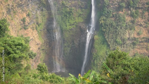 Tad Fane Waterfall near Paksong surrounded by lush tropical forest, Paksong, Laos