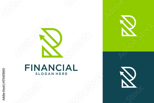 Letter R financial arrow logo design, Abstract initial design concept usable for business, corporate and branding.