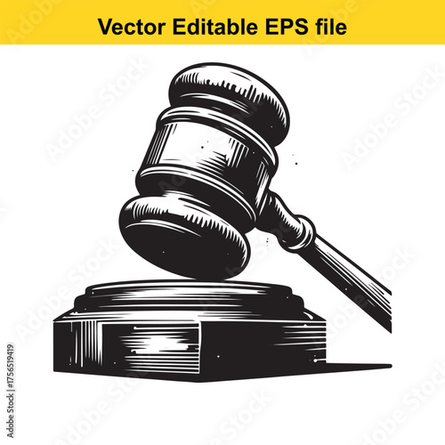  vector art of gavel and sounding block