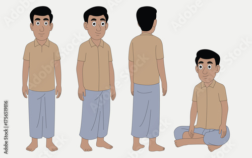 Indian village man cartoon character. moral stories for the best cartoon character set.