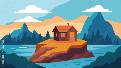 A lone cabin nestled on the edge of the plateau offering a cozy refuge amidst the wild and untamed surroundings.