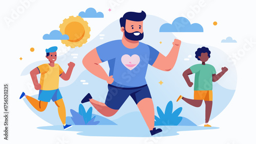 A charity run where men raise money for mental health organizations while also promoting body acceptance and positive selftalk.. Vector illustration