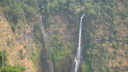 Tad Fane Waterfall near Paksong surrounded by lush tropical forest, Paksong, Laos