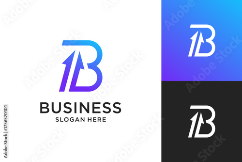 Abstract letter B arrow logo design. Modern icon usable for business, financial and branding.