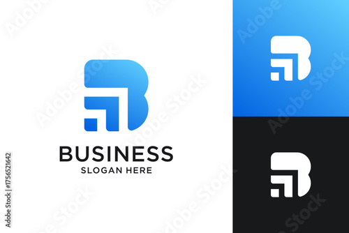 Abstract letter B arrow logo design. Modern icon usable for business, financial and branding.
