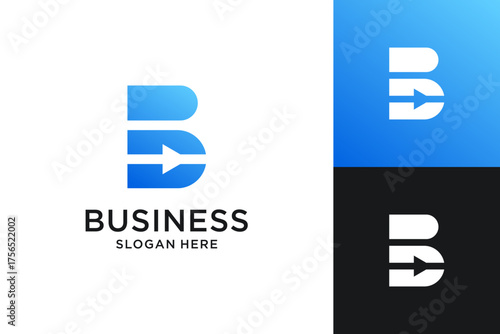 Abstract letter B arrow logo design. Modern icon usable for business, financial and branding.