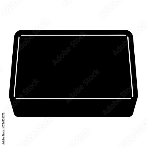 Simple monochrome illustration of a rectangular food container with rounded edges