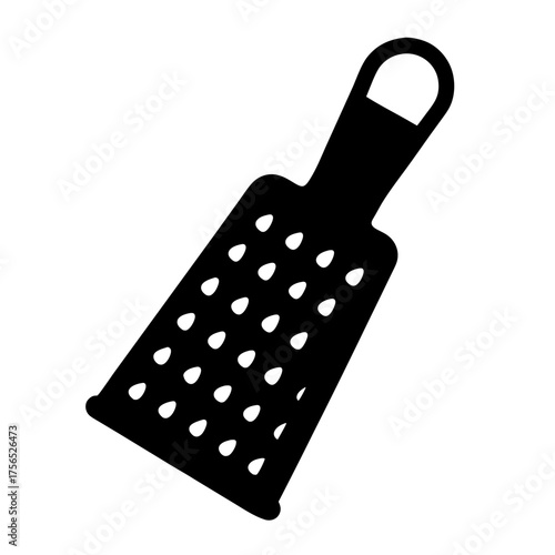 Black and white illustration of a box grater kitchen utensil