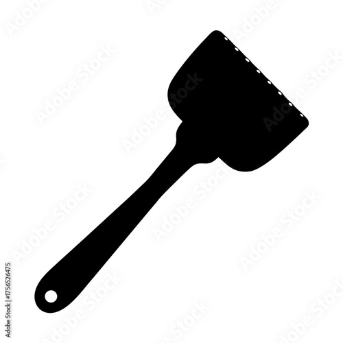 Black Silhouette of a Slotted Turner for Cooking and Kitchen Use