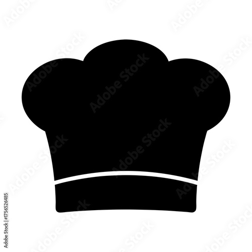 Black silhouette of a chef's hat symbol on white background