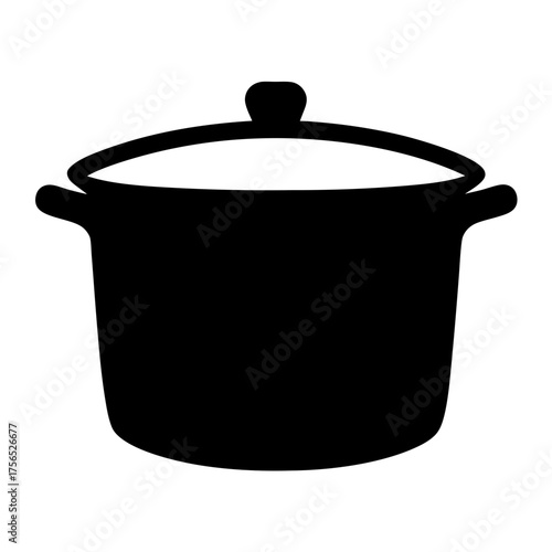 Black silhouette of a covered cooking pot for food preparation