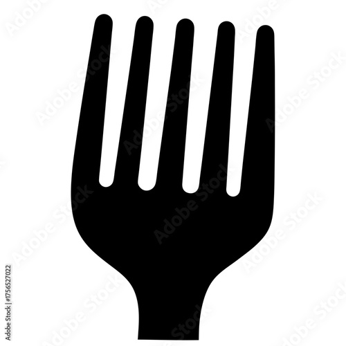 A bold and simple silhouette of a fork with five tines