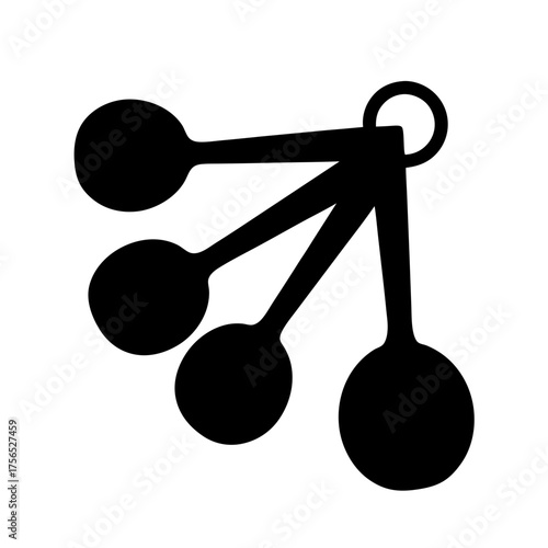 Black Silhouette of a Set of Measuring Spoons Connected by a Ring