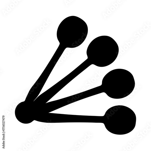 Stylized illustration of four interconnected orbs or spherical shapes in black