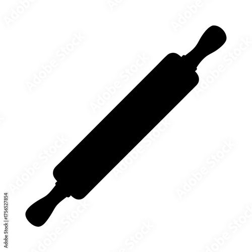 Black rolling pin for baking and pastry isolated on white background