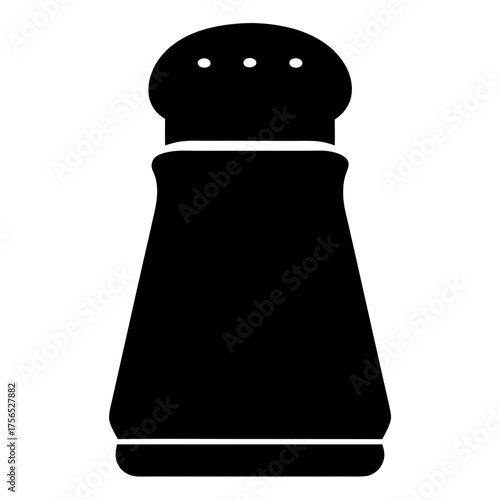 Simple black silhouette of a salt shaker for seasoning food meals
