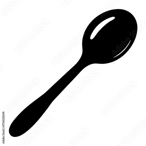 Elegant black and white illustration of a kitchen spoon for dining