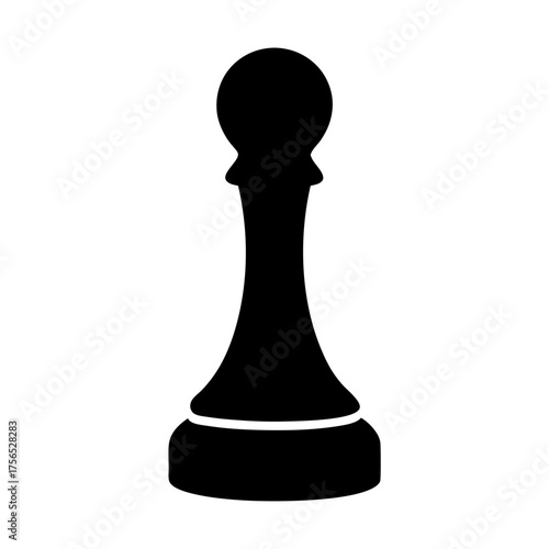 A black silhouette of a chess pawn set against a white background