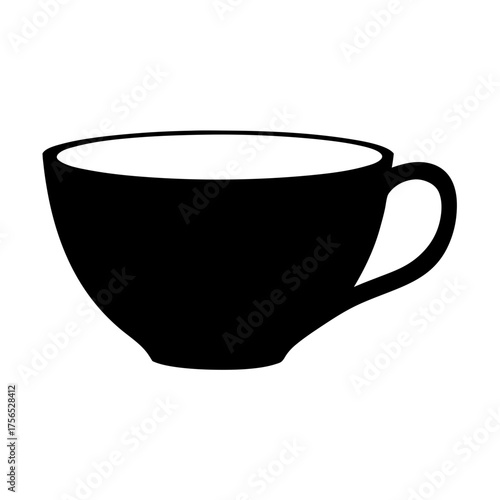 Minimalist black and white image of a stylized coffee or tea cup
